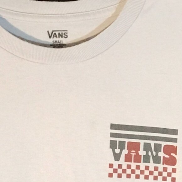 VANS Off the Wall Vintage Surf Skate White Checkered Pyramid Tee T Shirt Small - Picture 2 of 6